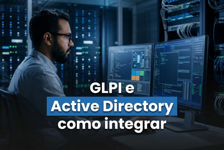 GLPI Active Directory: administrador configurando a autenticação LDAP em sala de servidores
