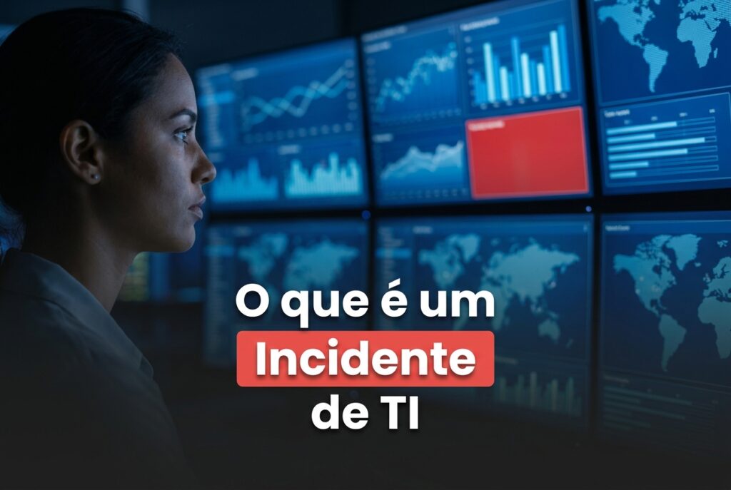 Incidentes de TI: analista monitorando alertas em uma sala de operações